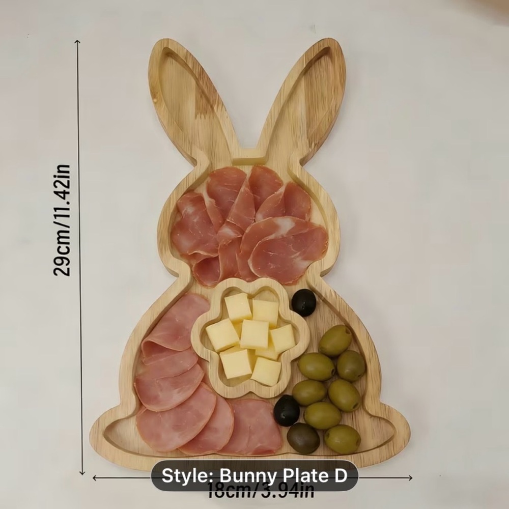 Bunny-Shaped Wooden Serving Platter charcuterie, board